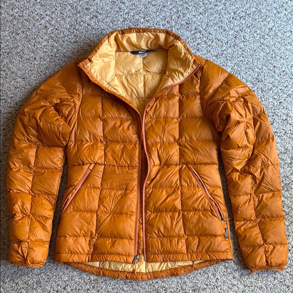 REI Orange Quilted Packable Puffer Jacket